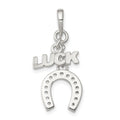 Sterling Silver Polished Luck & Horseshoe Pendant, 32 x 10 mm