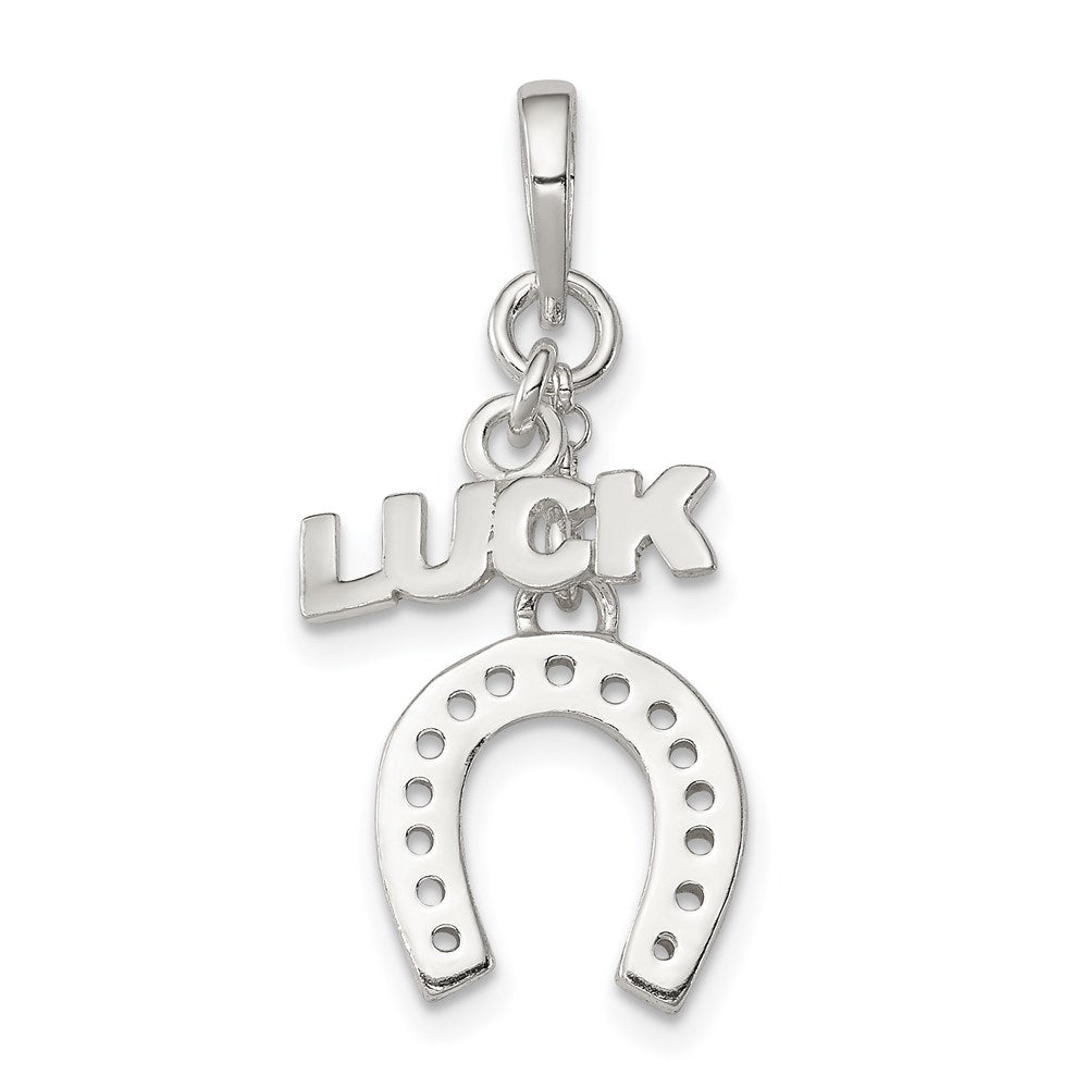 Sterling Silver Polished Luck & Horseshoe Pendant, 32 x 10 mm
