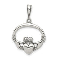 Sterling Silver Antiqued Claddagh Pendant, 25 x 20 mm, 1.49 g