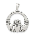 Sterling Silver Antiqued Claddagh Pendant, 25 x 20 mm, 2.34 g
