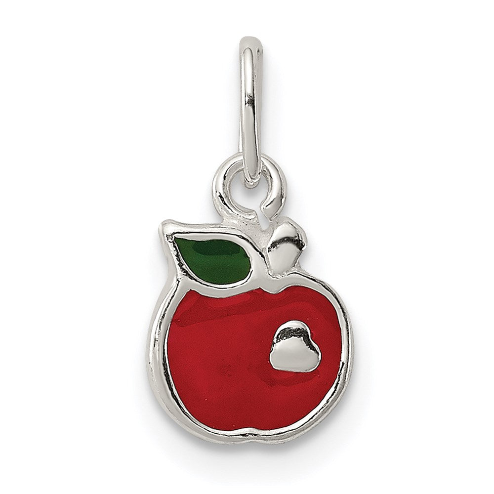 Sterling Silver Enameled Apple Charm, 12 x 7 mm