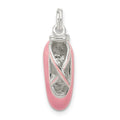 Sterling Silver Polished Enamel Ballet Slipper Pendant, 25 x 7 mm