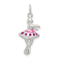 Sterling Silver Enameled Ballerina Charm, 25 x 10 mm