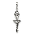 Sterling Silver Antiqued Ballerina Pendant, 30 x 8.5 mm