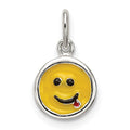 Sterling Silver Enameled Emotion Face Charm, 15 x 8 mm