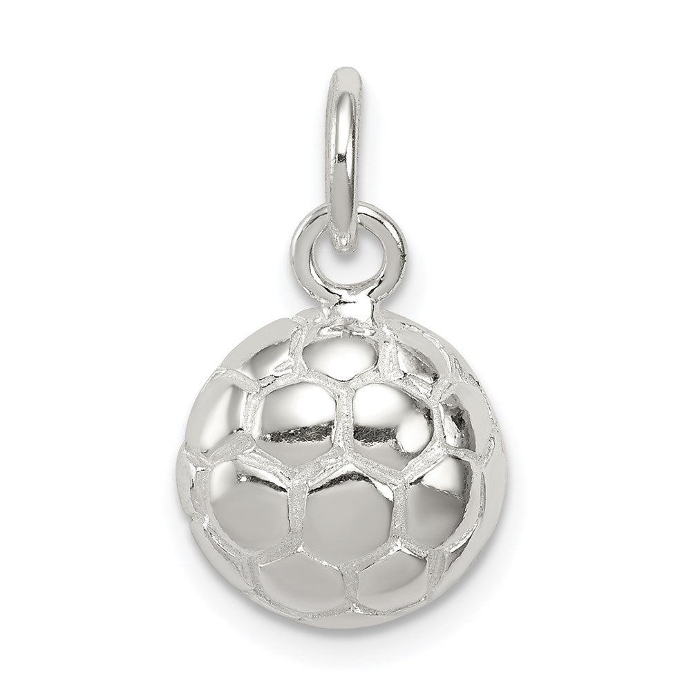 Sterling Silver Soccer Ball Charm, 19 x 11 mm