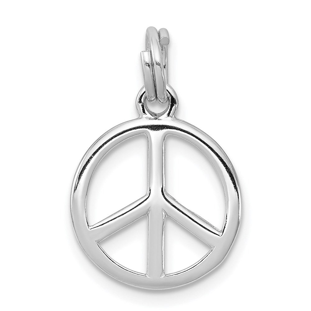 Sterling Silver Rhodium-platedPolished Peace Sign Charm, 22 x 14 mm