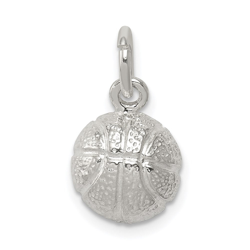 Sterling Silver Basketball Charm, 13 x 11 mm