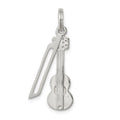 Sterling Silver Polished Violin & Bow Charm, 25 x 8 mm