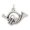 Sterling Silver Antiqued French Horn Charm, 18 x 25 mm