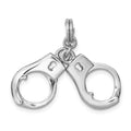 Sterling Silver Rhodium-platedPolished Movable Handcuffs Charm, 25 x 22 mm