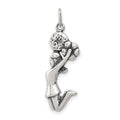 Sterling Silver Antiqued Cheerleader Charm, 30 x 10 mm