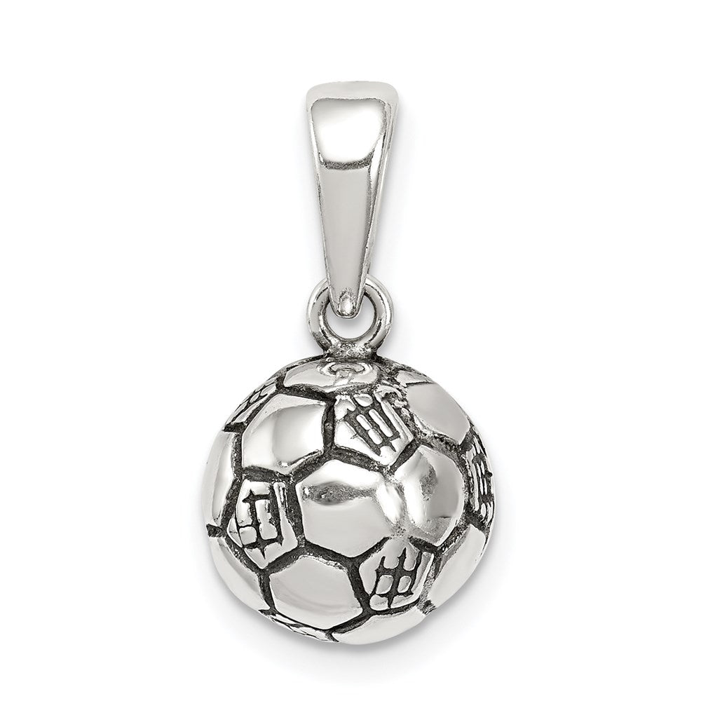 Sterling Silver Antiqued Soccer Ball Pendant, 12 x 10 mm