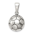 Sterling Silver Antiqued Soccer Ball Pendant, 20 x 15 mm