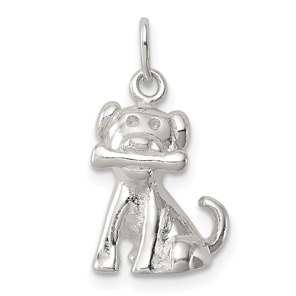 Sterling Silver Doggie w/Bone Charm, 20 x 10 mm