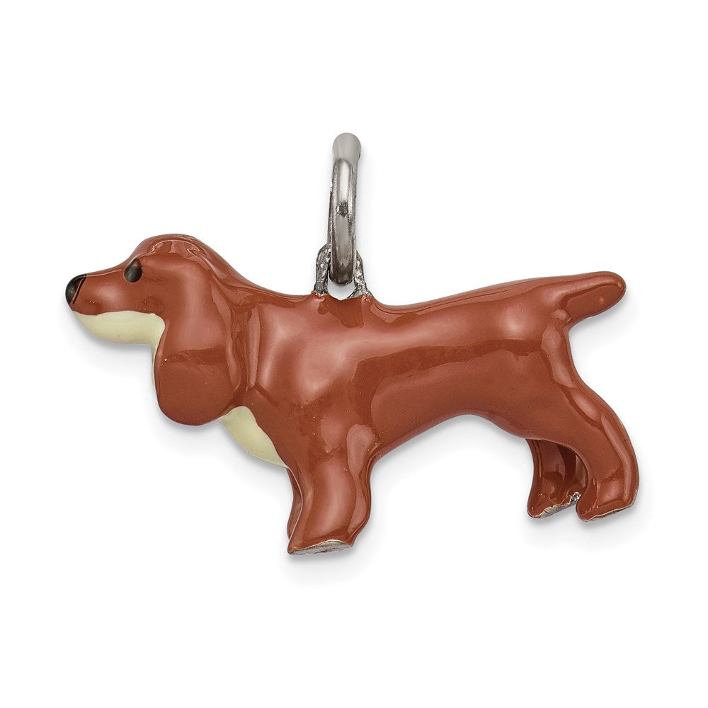 Sterling Silver Enameled Cocker Spaniel Pendant, 15 x 20 mm