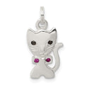 Sterling Silver Enameled Cat Charm, 20 x 10 mm