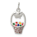 Sterling Silver Enameled Easter Basket, 20 x 12 mm