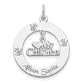 Sterling Silver Rhodium-plated Personalizable My Children Charm, 23 x 21 mm