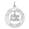 Sterling Silver Rhodium-plated Personalizable Always & Forever Charm, 23 x 21 mm