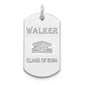 SS/Rhodium-plated Personalized Graduation Dog Tag, 31 x 14 mm