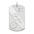 SS/Rhodium-plated Personalized Soccer Ball Dog Tag Charm, 36 x 19 mm