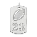 SS/Rhodium-plated Personalized 2-piece Football Dog Tag Charm, 36 x 19 mm