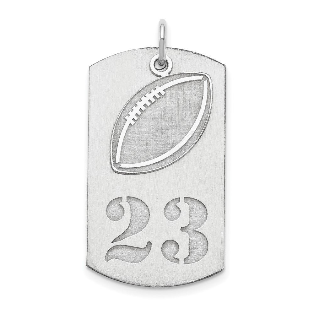 SS/Rhodium-plated Personalized 2-piece Football Dog Tag Charm, 36 x 19 mm