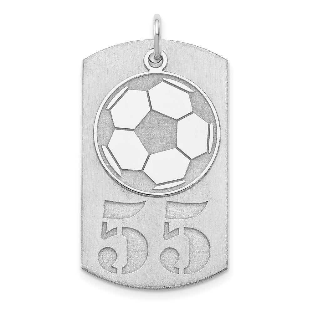 SS/Rhodium-plated Personalized 2-Piece Soccer Ball Dog Tag Charm, 36 x 19 mm