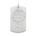 SS/Rhodium-plated Personalized 2-Piece Basketball Dog Tag Charm, 36 x 19 mm