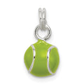 Sterling Silver Green Enameled Tennis Ball Charm, 15 x 8 mm
