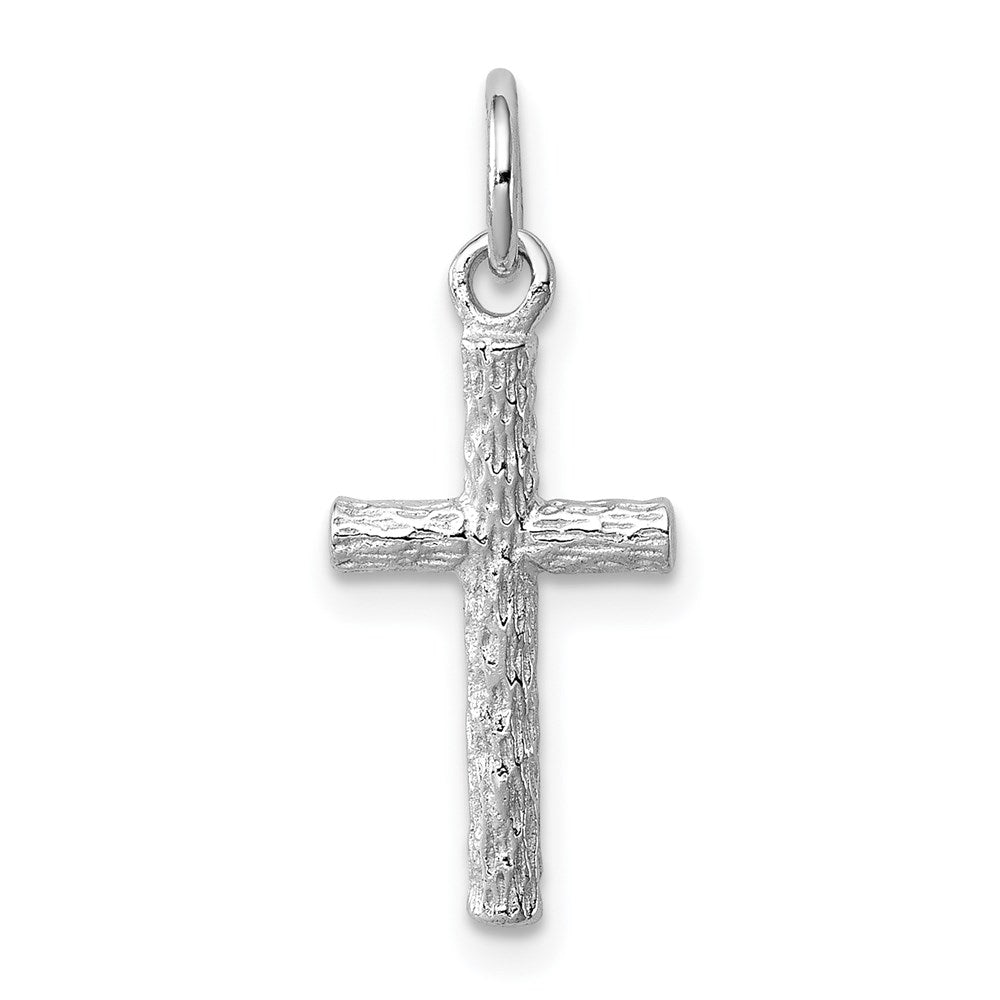 Sterling Silver Rhodium Plated Cross Pendant, 19 x 9 mm