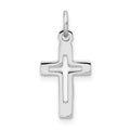 Sterling Silver Platinum-plated Cross Pendant, 20.2 x 9.47 mm