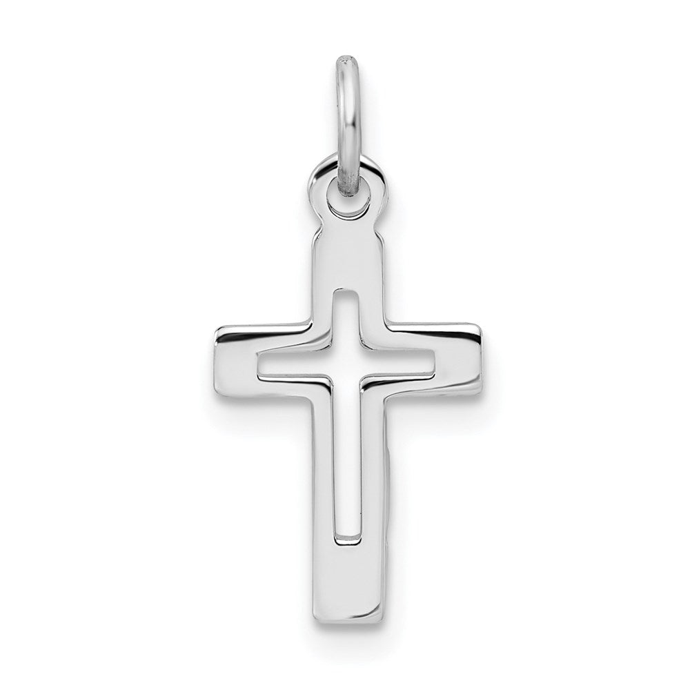 Sterling Silver Platinum-plated Cross Pendant, 20.2 x 9.47 mm