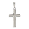 Sterling Silver Polished and Matte Finish Cross Pendant, 29 x 17 mm