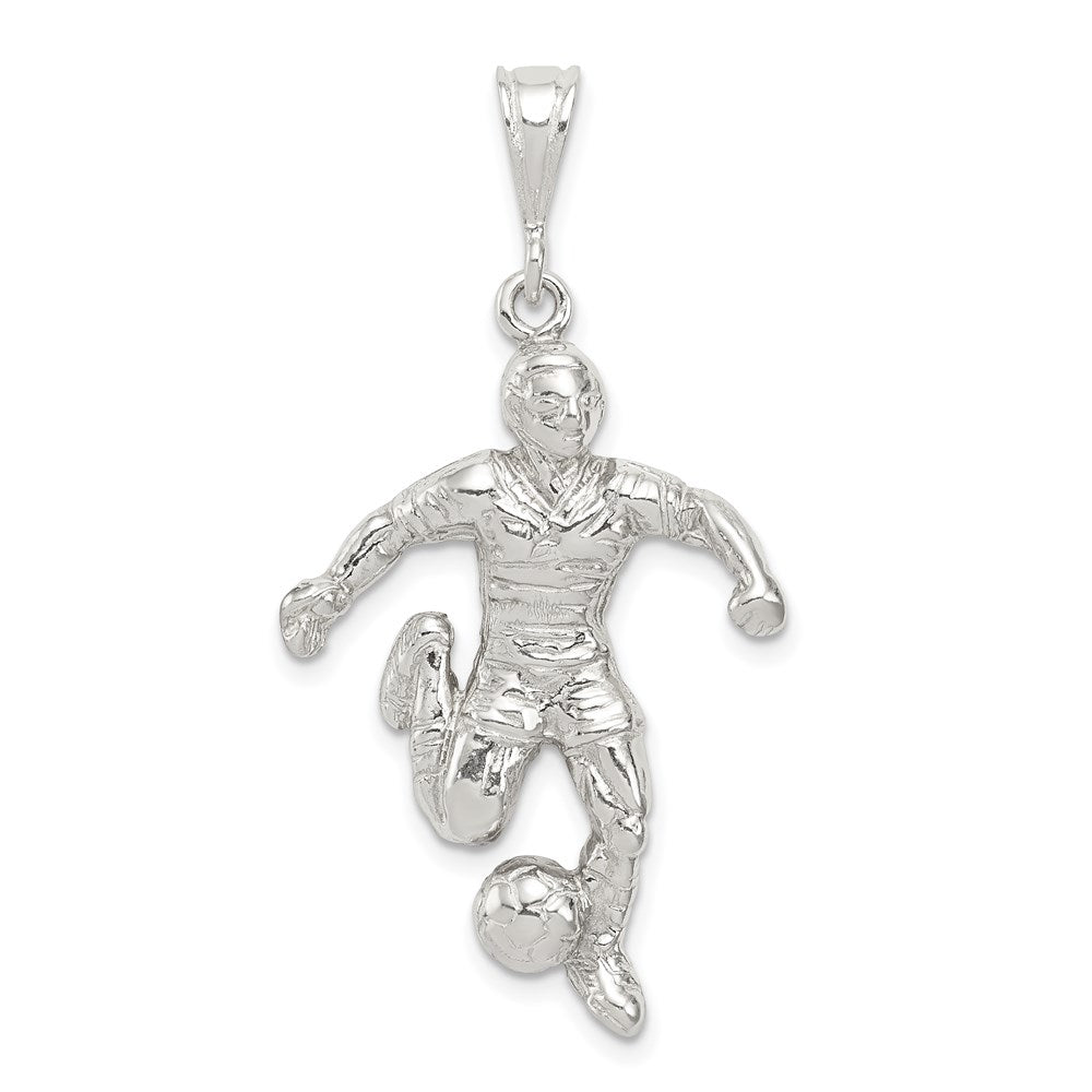 Sterling Silver Soccer Player Charm, 33 x 23 mm