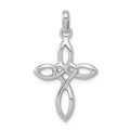 Sterling Silver Rhodium Plated Cross Pendant, 34 x 20 mm