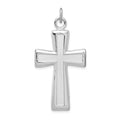 Sterling Silver Platinum-plated Polished and Satin Cross Pendant, 40 x 22 mm