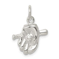 Sterling Silver Baseball Glove & Bat Charm, 22 x 16 mm