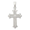 Sterling Silver Polished and Textured Cross Pendant, 40 x 26 mm