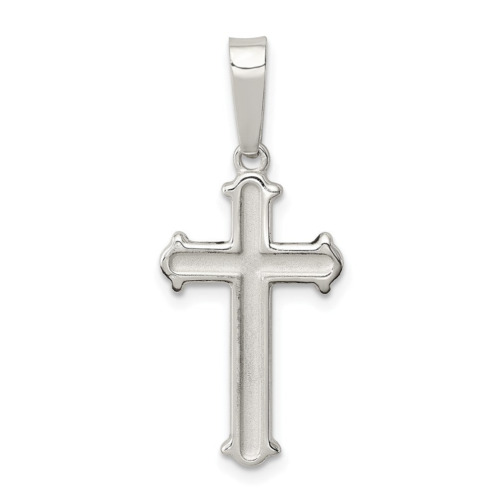 Sterling Silver Polished Matte Center Finish Cross Pendant, 23 x 13 mm