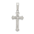 Sterling Silver Polished and Texture Center Finish Cross Pendant, 23 x 13 mm
