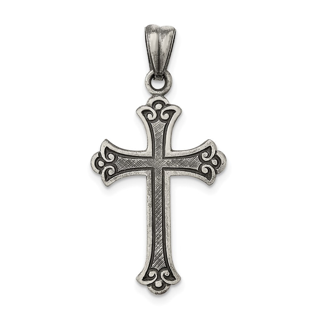 Sterling Silver Antiqued Cross Pendant, 29 x 18 mm