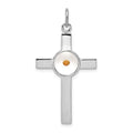 Sterling Silver Platinum-plated Polished & Epxy Cross w/Mustard Seed Pendan, 36 x 21 mm