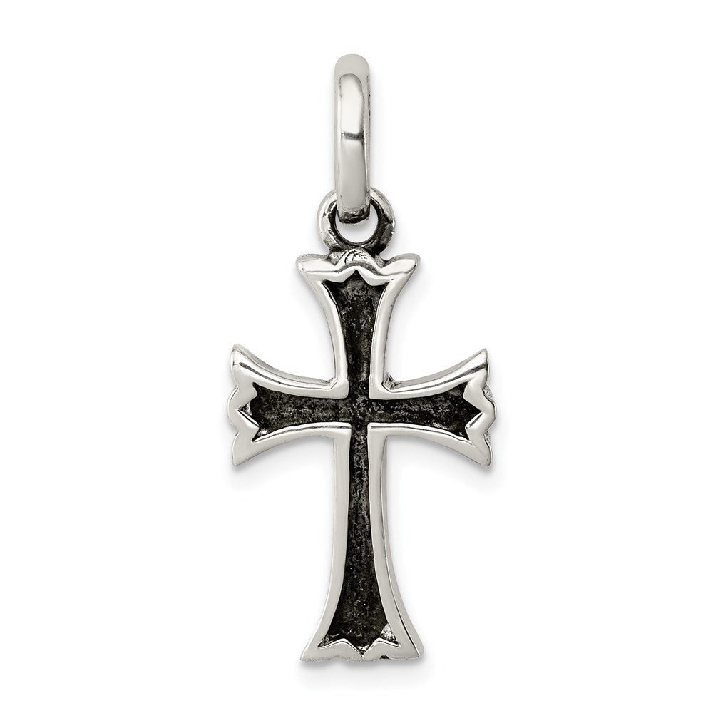 Sterling Silver Antiqued Cross Pendant, 24 x 14 mm