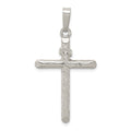 Sterling Silver Polished and Textured INRI Cross Pendant, 33 x 22 mm