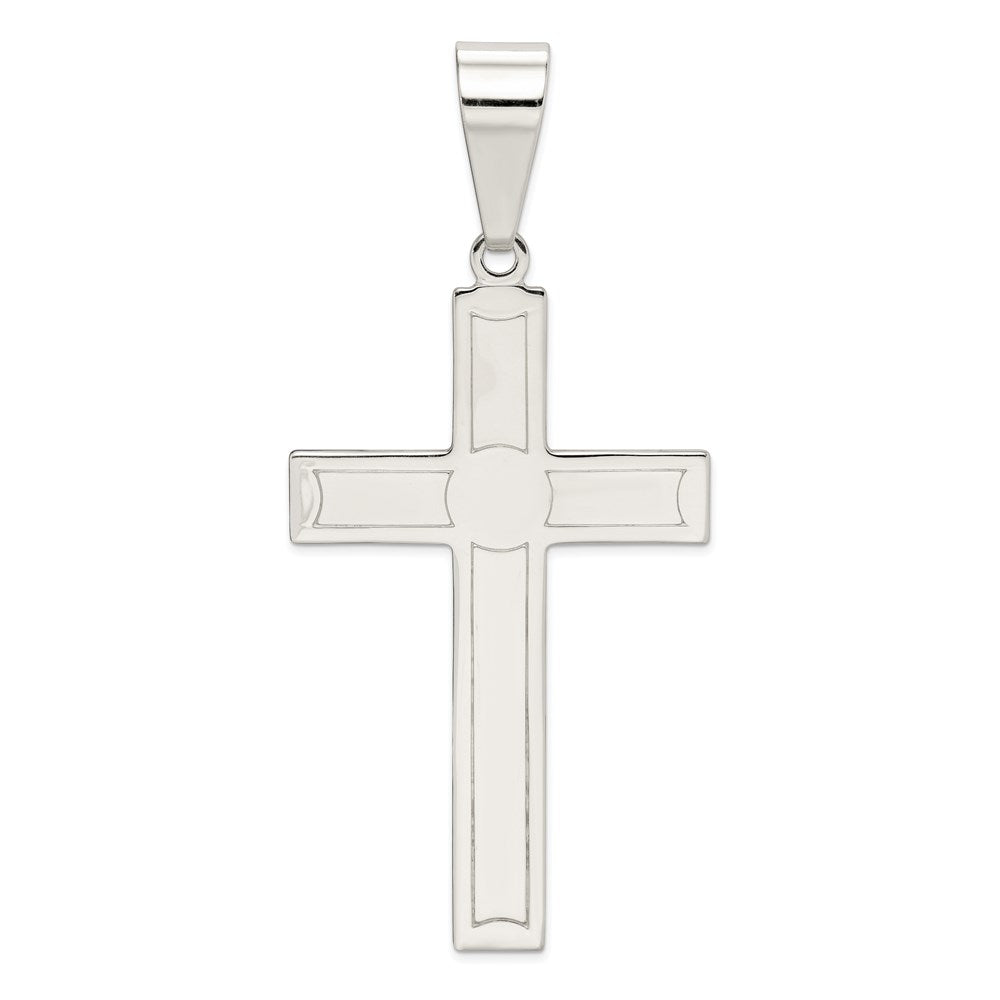 Sterling Silver Polished Cross Pendant, 3.75 x 48 mm