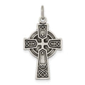 Sterling Silver Antiqued Satin Celtic Cross Pendant, 23 x 14 mm