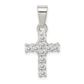 Sterling Silver CZ Cross Pendant, 25.37 x 12 mm