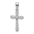 Sterling Silver Rhodium Plated CZ Cross Pendant, 20 x 12 mm